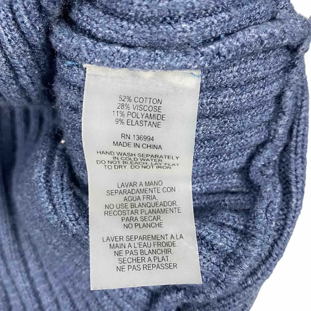 Sioni Womens Size Large Ribbed Sweater with open sleeves Heather Indigo